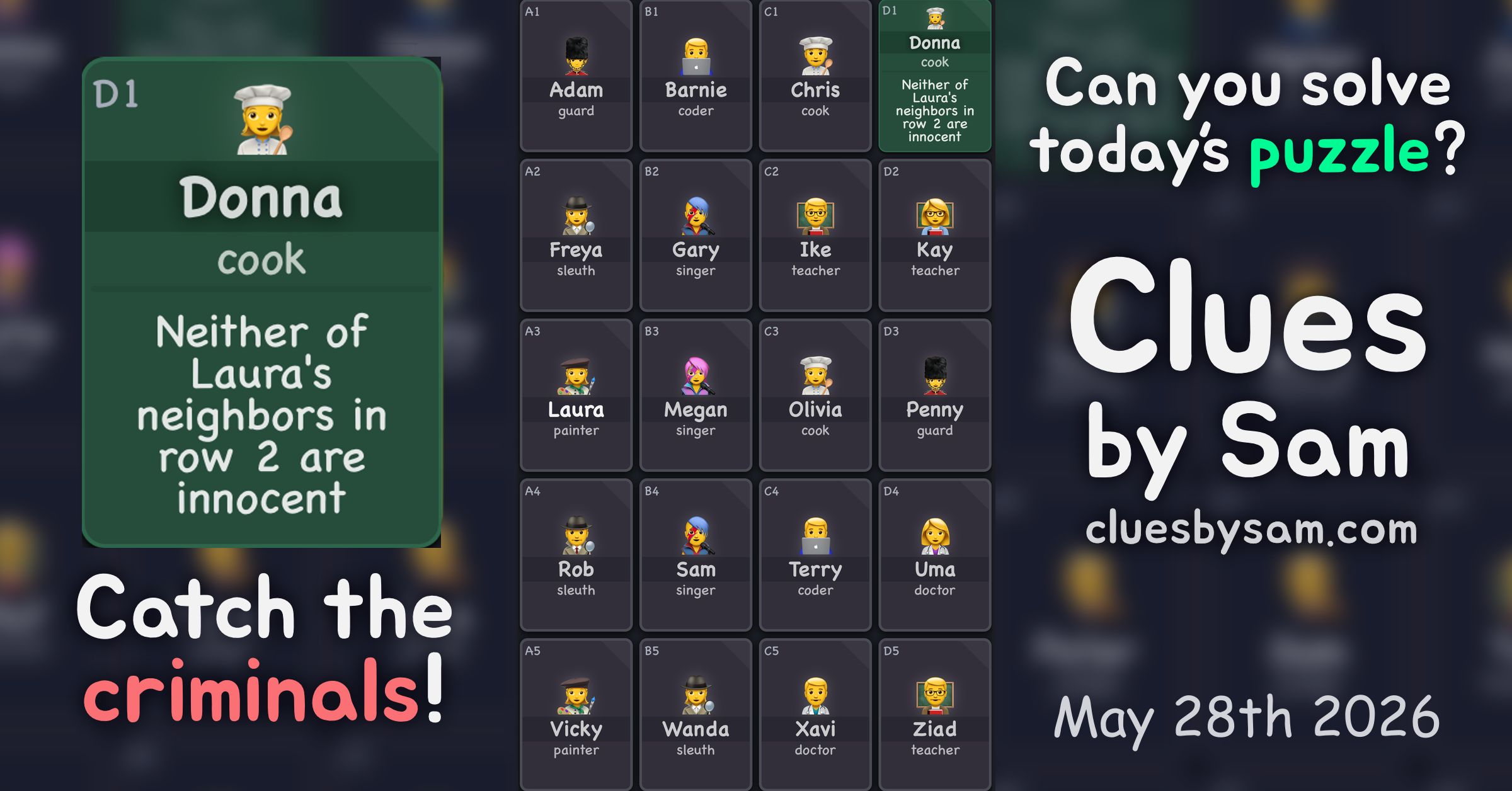 Jouer à Clues by Sam - Jeu du Jour Gratuit